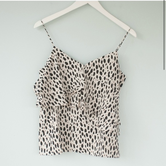 J Crew 100% Silk Animal Print Ruffle Cami Top - Picture 4 of 5